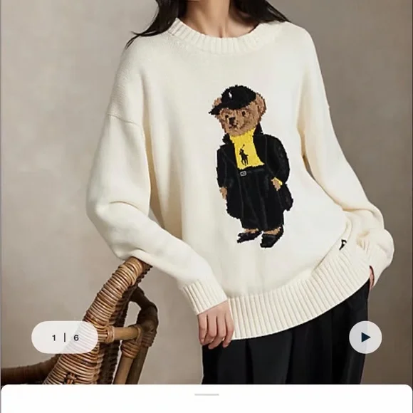Polo Ralph Lauren Cream Sweater with Bear Motif - Picture 7 of 7